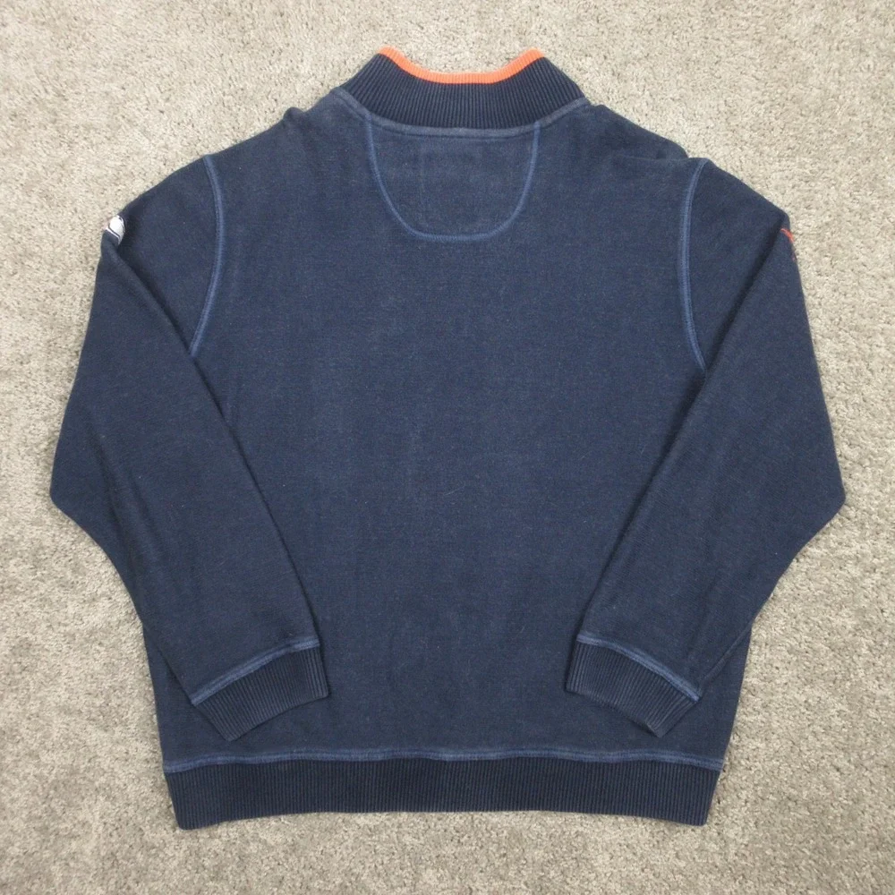 Denver Broncos Sweater Mens Large Blue 1/4 Snap Knit Pullover Tommy Bahama NFL